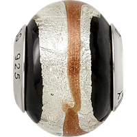 Sterling Silver Reflections Silvr Gold Black Italian Murano Bead view 4