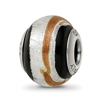 Sterling Silver Reflections Silvr Gold Black Italian Murano Bead view 1