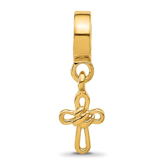 Sterling Silver Reflections Gold-plated Dove Cross Dangle Bead