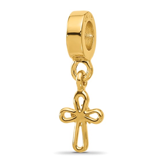 Sterling Silver Reflections Gold-plated Dove Cross Dangle Bead