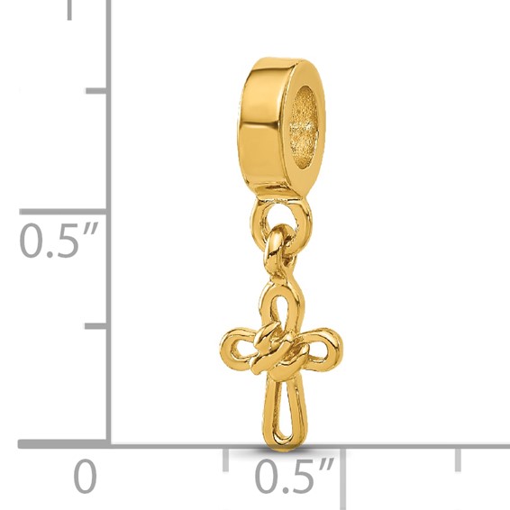 Sterling Silver Reflections Gold-plated Dove Cross Dangle Bead