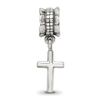 Sterling Silver Reflections Plain Cross Dangle Bead view 4