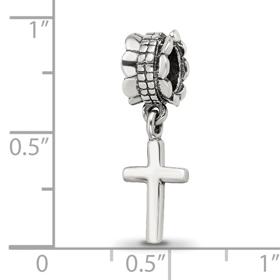 Sterling Silver Reflections Plain Cross Dangle Bead