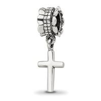 Sterling Silver Reflections Plain Cross Dangle Bead view 1