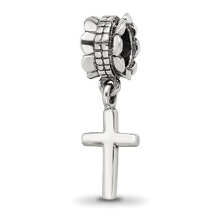 Sterling Silver Reflections Plain Cross Dangle Bead