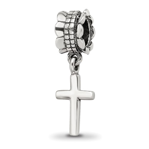 Sterling Silver Reflections Plain Cross Dangle Bead