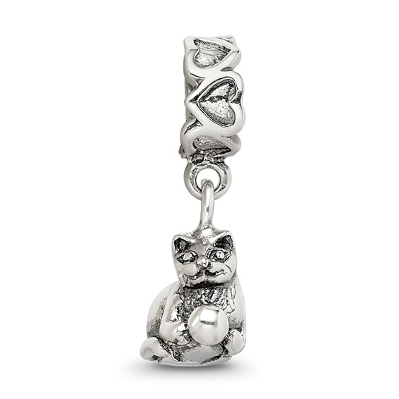 Sterling Silver Reflections Kitten with Ball Dangle Bead