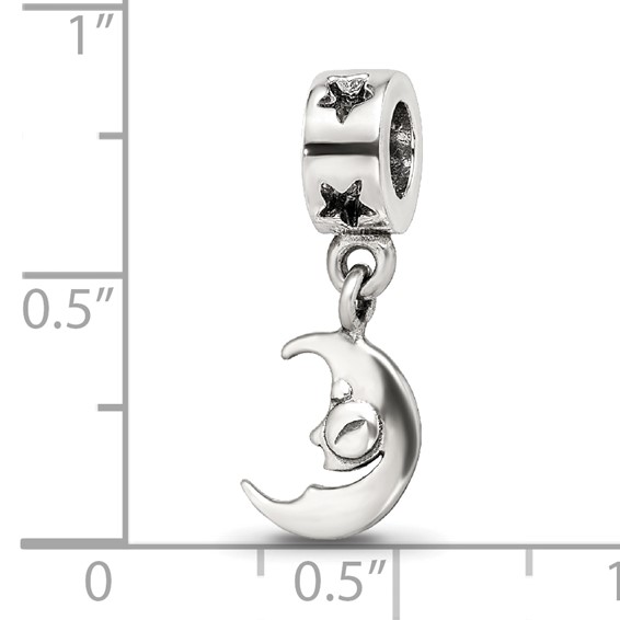 Sterling Silver Reflections Crescent Moon Dangle Bead