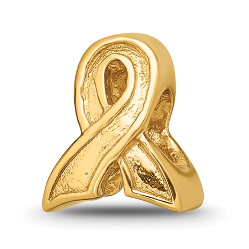 Sterling Silver Gold-plated Reflections Awareness Ribbon Bead
