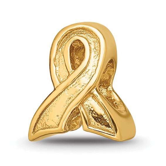 Sterling Silver Gold-plated Reflections Awareness Ribbon Bead