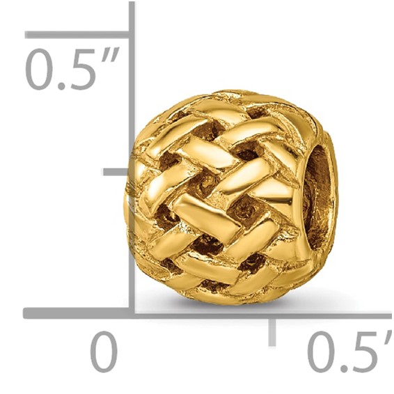 Sterling Silver Gold-plated Reflections Basketweave Bali Bead