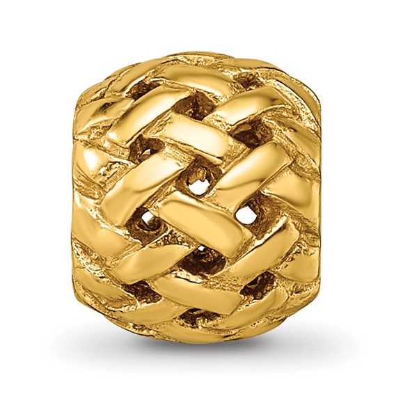 Sterling Silver Gold-plated Reflections Basketweave Bali Bead
