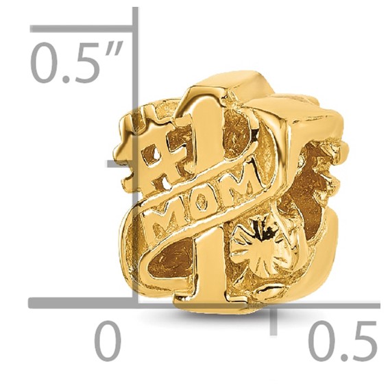 Sterling Silver Reflections Gold-plated Number 1 Mom Floral Bead