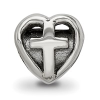 Sterling Silver Reflections Kids Heart with Cross Bead view 3