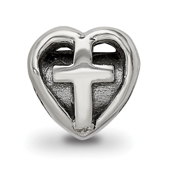 Sterling Silver Reflections Kids Heart w/Cross Bead