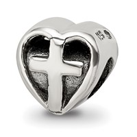 Sterling Silver Reflections Kids Heart with Cross Bead view 5