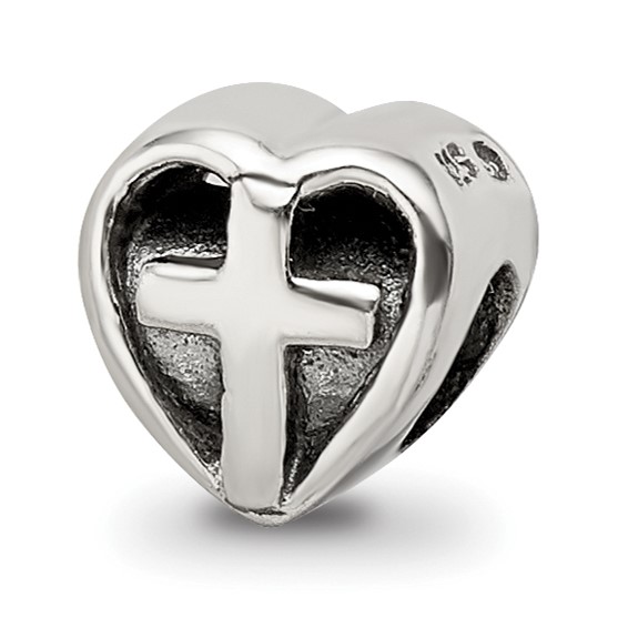 Sterling Silver Reflections Kids Heart w/Cross Bead