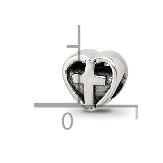 Sterling Silver Reflections Kids Heart w/Cross Bead
