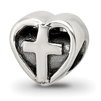 Sterling Silver Reflections Kids Heart with Cross Bead view 1