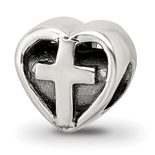 Sterling Silver Reflections Kids Heart w/Cross Bead