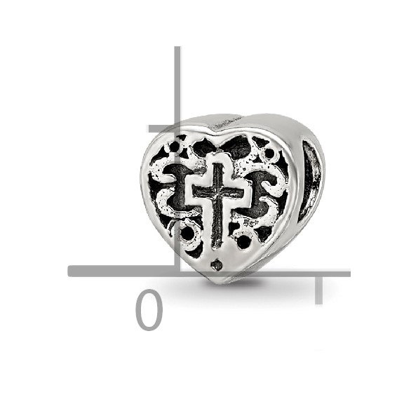 Sterling Silver Reflections Kids Heart w/Cross and Scroll Bead