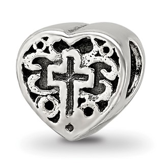 Sterling Silver Reflections Kids Heart w/Cross and Scroll Bead