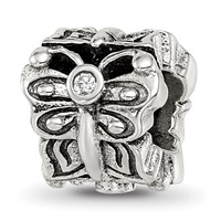 Sterling Silver Reflections Butterfly W CZ Bali Bead view 1