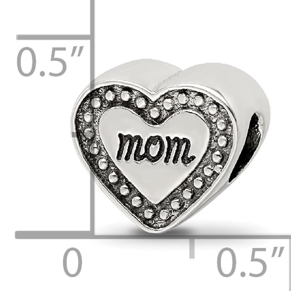 Sterling Silver Reflections Mom Heart Bead