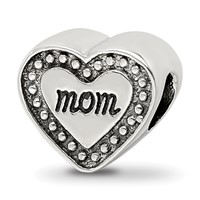 Sterling Silver Reflections Mom Heart Bead view 1