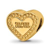 Sterling Silver Gold-plated Reflections Mom Heart Bead view 1