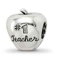 Sterling Silver Reflections #1 Teacher on Apple Bead view 5