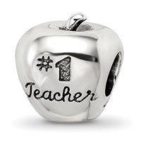 Sterling Silver Reflections #1 Teacher on Apple Bead view 1