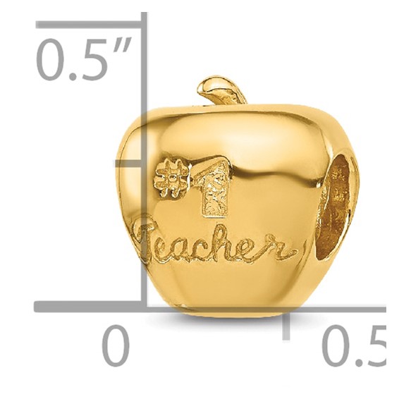 Sterling Silver Reflections Gold-plated Number 1 Teacher Apple Bead