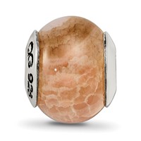 Sterling Silver Reflections Peach Cracked Agate Stone Bead view 3