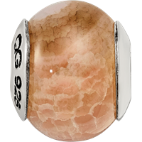 Sterling Silver Reflections Peach Cracked Agate Stone Bead view 4