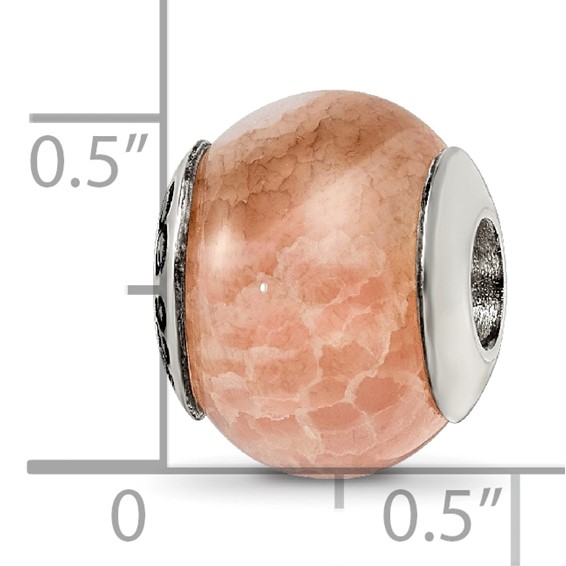 Sterling Silver Reflections Peach Cracked Agate Stone Bead
