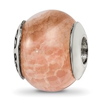 Sterling Silver Reflections Peach Cracked Agate Stone Bead view 1