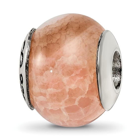 Sterling Silver Reflections Peach Cracked Agate Stone Bead