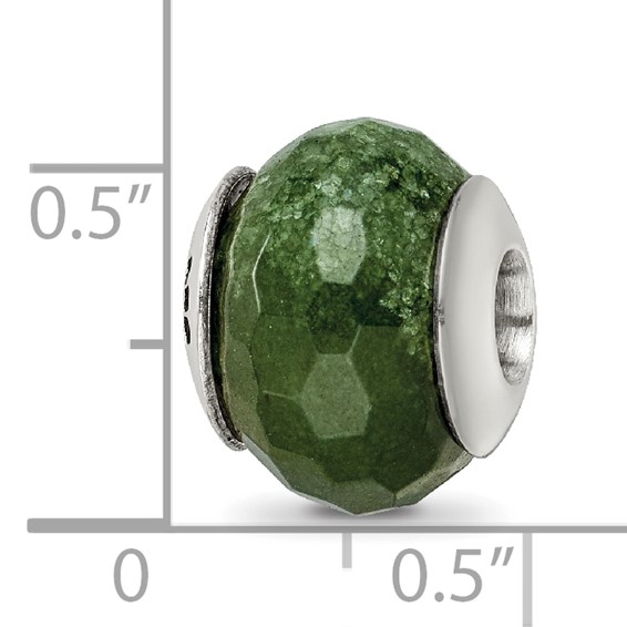 Sterling Silver Reflections Dark Green Quartz Stone Bead