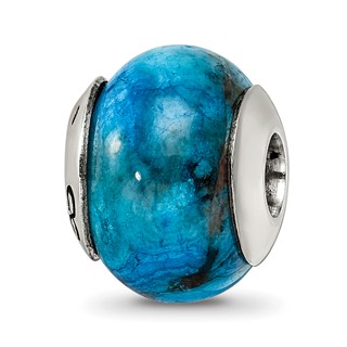 Sterling Silver Reflections Blue Crazy Lace Agate Stone Bead