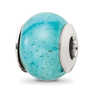 Sterling Silver Reflections Cracked Blue Aventurine Stone Bead