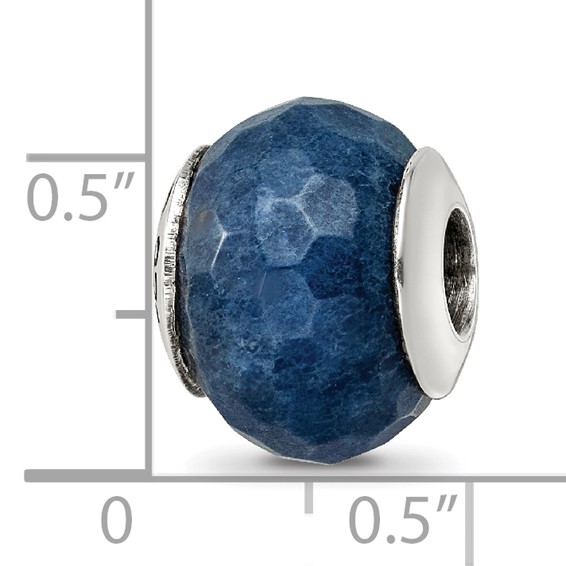 Sterling Silver Reflections Dark Blue Quartz Stone Bead