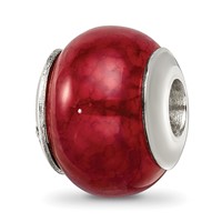 Sterling Silver Reflections Fuschia Cracked Agate Stone Bead view 1
