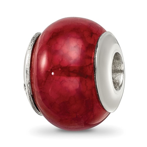 Sterling Silver Reflections Fuschia Cracked Agate Stone Bead