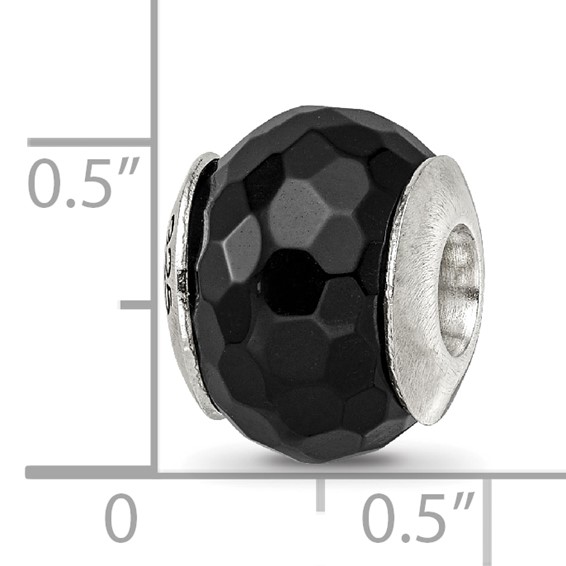 Sterling Silver Reflections Black Agate Stone Bead