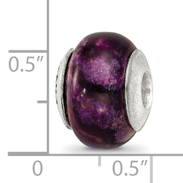 Silver Reflections Purple Magnesite Stone Bead QRS1676