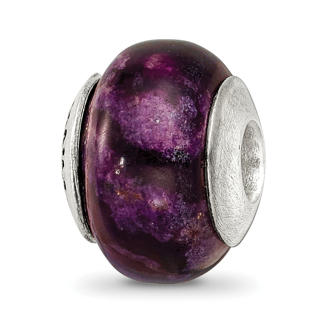 Silver Reflections Purple Magnesite Stone Bead QRS1676
