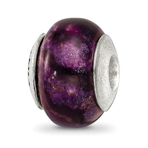 Sterling Silver Reflections Purple Magnesite Stone Bead