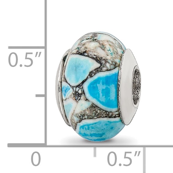 Sterling Silver Reflections Blue Mosaic Magnesite Stone Bead