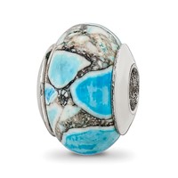 Sterling Silver Reflections Blue Mosaic Magnesite Stone Bead view 1